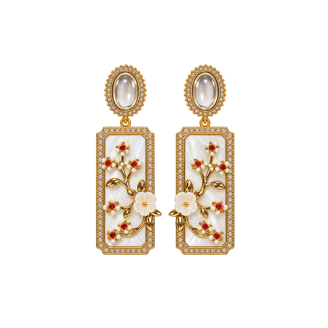 Autumn Begonia Jade Earrings