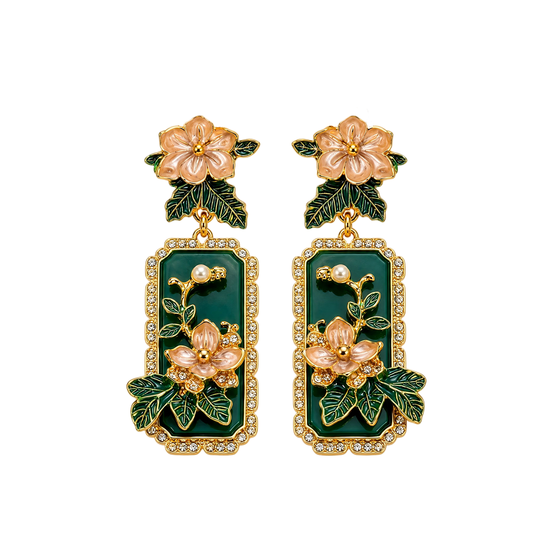 Autumn Magnolia Jade Earrings