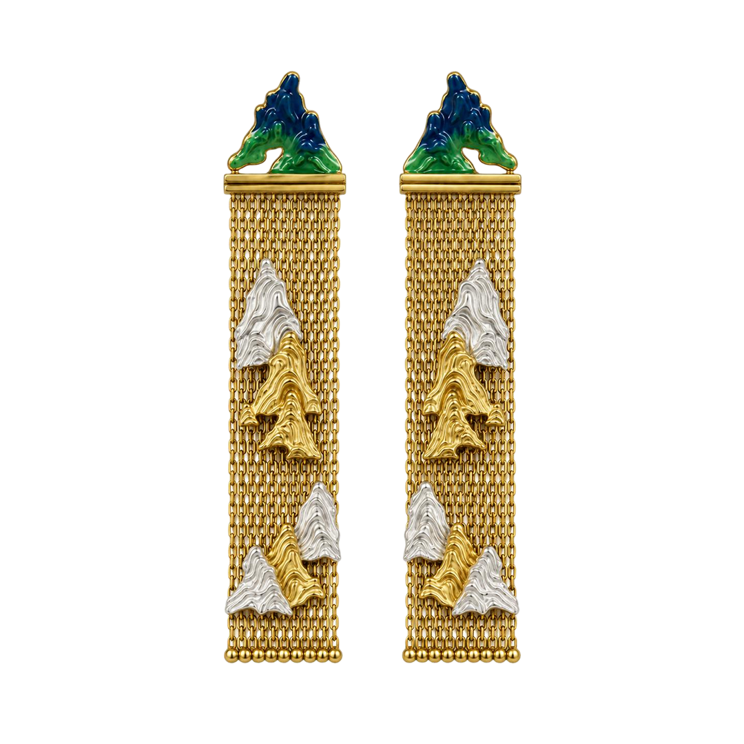 Gilded Mountain Veil Earrings